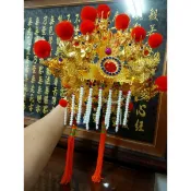 精品合金製『1尺1圍 聖帝帽』神尊佩戴佛冠帝冠神明帽神冠神帽天公帽 玉皇大帝元始天尊關聖帝君【靜福緣精品佛具】