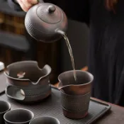 復古創意紫陶公道杯純手工功夫陶瓷大分茶器紫砂茶海茶具