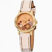 【COACH】COACH蔻馳女錶型號CH00207(粉紅錶面金色錶殼米黃真皮皮革錶帶款)