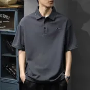 貓與鼠百貨店 夏季美式2025刺繡短袖Polo衫男潮牌簡約翻領寬松大碼透氣半袖