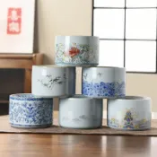 鼎盛貿易行 官窯漏斗大號茶渣缸陶瓷家用煙灰缸辦公室輕奢高級感防飛灰茶水缸