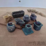 老式農具✨迷你水缸 景觀石磨 庭院石槽 仿真微縮 迷你老農具 復古水井石磨 假山魚缸造景 仿真老式農具石磨