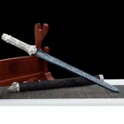 [龍泉劍莊]鎮宅寶劍古風COS短劍 彈簧鋼花紋鋼鍛打一體短款匕首未開刃