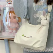 新款小清新斜背包女休閒百搭餃子包大容量學生上課通勤斜背包日韓托特包