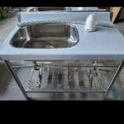 台灣製作白鐵工作平台(平台下面加木板）水槽長100＊寬56＊高80下單前麻煩先告知縣市區域）部份區域加運費配送到一樓