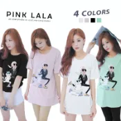  粉紅拉拉 現貨出清 ↓下殺 貓與人短袖印花圖案T-Shirt  閨蜜裝  休閒上衣  可愛俏皮T 【PA689】