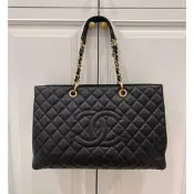 chanel 香奈兒 gst maxi 黑色 荔枝皮 托特包 肩背包 側背包 手提包 購物包 購物袋 公事包 電腦包