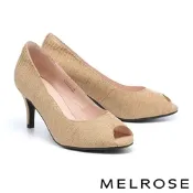 高跟鞋 MELROSE 美樂斯 氣質壓紋造型全真皮魚口高跟鞋－金