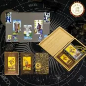 心寬裝木盒金箔塔羅牌tarot燙金彩印撲克牌塑料PVC桌遊房誰