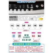 .ღ【綠光艸堂】聲寶SAMPO ES-B13F洗衣機 面板按鍵修復《反銀龍防水貼紙》修復保護按鍵～任何薄膜面板按鍵均適用