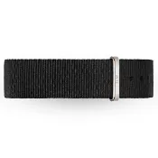 【Daniel Wellington】DW 錶帶 Classic Cornwall 20mm寂靜黑織紋錶帶-銀(DW00200136)