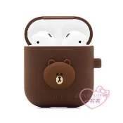 【買動漫】小花花日本精品♥ LINE FRIEND熊大藍芽耳機盒保護套Airpods耳機保護防刮防摔熊大咖啡色款式00421201