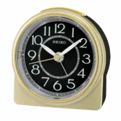 大高雄鐘錶城 seiko SK037 精工鐘 (QHE165G) 極簡風格指針式大數字圓形小鬧鐘(金色)/9.1*8.6*4.1 cm｜樂天領券現折★全館特惠中★指定刷卡回饋10%