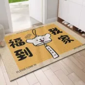 台灣出貨 卡通絲圈地墊可愛線條小狗入戶進門墊子家用玄關大門口腳墊防滑墊