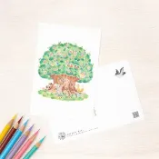 5張一組。宛如繪本般。明信片「動物們的大樹屋」 PC-503