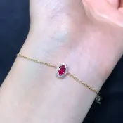 紅喜彩色剛玉彩色寶石輕珠寶紅寶石藍寶石莎弗萊18k金手鍊