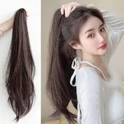 【巴黎精品】KC精品 女假髮片中長髮整頂假髮透氣輕量隱形增髮量自然遮白髮-柔順微捲長馬尾4色k2ab51