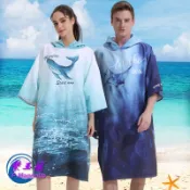 防風速乾毛巾衣/戶外更衣浴巾衣/更衣毛巾衣-紫玉蘭