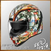《野帽屋》美國 ICON AIRFORM 全罩 安全帽 吸濕排汗 內襯可拆 內墨片。BUCK FEVER 白