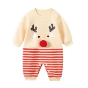 (店+)【JoyBaby】長袖連身衣 寶寶聖誕節 長袖包屁衣 耶誕麋鹿包屁衣 新生兒爬服 麋鹿裝