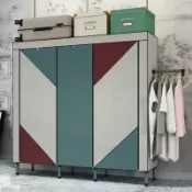 簡易布藝衣櫃現代簡約布衣櫃全鋼架出租房家用臥室收納組裝掛衣櫥【林之舍】