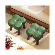 (店+)免组装 玄關換鞋小板凳不佔空間 簡約現代四葉草換鞋凳客廳松木創意軟包實用家具小凳子網紅復古風