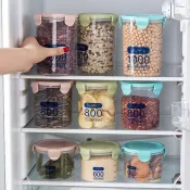 【台灣出貨】家用防黴防潮透明塑膠密封罐 零食品罐 廚房五穀雜糧收納盒 儲物罐 保鮮罐盒 密封罐 防潮分類易扣罐