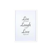 裝飾畫相框 Cursive Quote Live Laugh Love 白色框 63x43cm