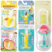 (店+)【EDISON 愛迪生】日本 EDISON mama 寶寶的第一個牙刷 蘋果型 香蕉型 乳牙刷 ANGE 香蕉固齒器 嬰兒牙刷