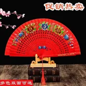 可開發票💖 雙面折扇古風高檔走秀扇子西班牙實木舞蹈表演扇旗袍走秀扇好開合