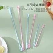 【可開發票】創意二合一雙頭迷你矽膠刮刀勺套裝加長化妝品小尖果醬料瓶壁抹刀