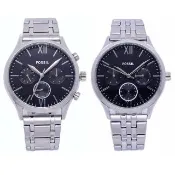 【FOSSIL】FOSSIL 美國最受歡迎頂尖潮流時尚情侶腕錶-黑面-BQ2469SET