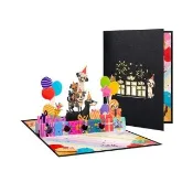Paper Play 萬用卡片-3D立體塞錢小狗祝賀派對造型卡片 禮物卡 生日卡 節日卡(3D卡片 立體卡片)