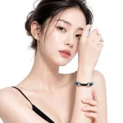 【GUCCI 古馳】馬蹄環釦編織手鍊/手環(海洋藍)