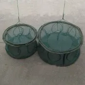 緹娜嚴選 tinaestore 【自動捕魚籠-帶擋片5孔50cm-直徑50cm-1套/組】水中自動展開 捕蝦籠 折疊捕魚網 地籠 捕魚工具-76029