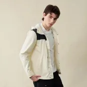 【ELLE ACTIVE】男款 防風防潑水輕量連帽外套-米白色(EA25A2M6101#91)