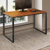 【Hampton 漢汀堡】萊特實木書桌柚木色-120cm-黑腳(DIY/實木/書桌/工作桌/電腦桌/辦公桌/工業風)