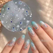 免運🛒 美甲貼紙 指甲貼片 夏日海灘美甲 貝殼美甲貼 海星美甲貼 椰子樹美甲貼 氛圍感美甲裝飾 渡假風美甲貼 網美美