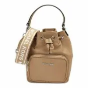 MICHAEL KORS-尼龍拉束斜背小水桶包(卡其)