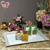 白色曲線把手鍛鐵簍空花紋多功能托盤 田園鄉村風復古桌上裝飾置物桌上置物盒 梳妝臺儲物盒桌面藝術品擺件【築巢傢飾】