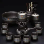 全球選品1館 生活百貨 紫砂茶具輕奢高檔套裝家用懶人自動石磨泡茶神器功夫茶杯茶壺全套