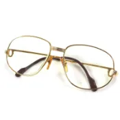 【DOKODEMO】Cartier)復古 Trinity 標誌金屬配件眼鏡，金色和酒紅色鏡框，尺寸 56x16 毫米，130° 鏡框角度，配有眼鏡盒，法國製造，男士款，成色極佳