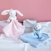法國Doudou 珍愛寶貝/布偶安撫巾/藍兔/粉兔