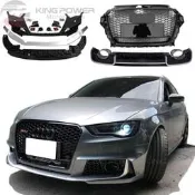 台灣現貨KP擎利國際 大包改裝 2013-19 Audi 奧迪 第三代 A3 8V 改 RS3 Look 前保桿後下巴