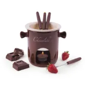 【HOTAI購】【義大利 EXCELSA】Chocolate巧克力起司鍋+二齒叉4入 | 巧克力鍋