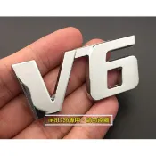 V6 引擎 金屬 車貼 尾門貼 裝飾貼 葉子板 隨意貼 3D立體設計 鍍鉻工藝 專用背膠 V6字體 V6字標