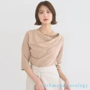earth music&ecology 假兩件蕾絲拼接五分袖上衣(01001521500)
