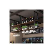 (店+)熱銷工業風鐵藝實木吊架 置物架 吧檯餐廳酒吧廚房懸掛吊頂吊櫃 酒盃酒架 酒架 鐵藝吊架 廚房吊架 掛式置物架