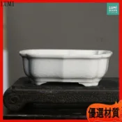 陶瓷花盆 長方形花盆 盆景盆 紫砂陶盆 多肉花盆 蘭花盆 日式開片 冰裂紋 辦公室擺飾 園藝花器盆栽容器造型小花盆粗陶盆