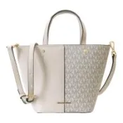 MICHAEL KORS-防刮MK拼接皮革兩用水餃包(香草白)
